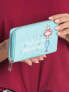 Фото #3 товара Женский кошелек кожаный голубой на молнии с рисунком заводская цена