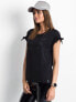 Фото #3 товара Женская блузка свободного кроя с коротким рукавом черная Factory Price