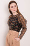 Фото #3 товара Женская укороченная блузка с длинным полупрозрачным рукавом Factory Price
