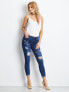 Фото #4 товара Женские джинсы скинни рваные с высокой посадкой укороченные синие Factory Price