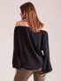 Фото #11 товара Женская блузка с открытыми плечами и расклешенными объемными рукавами черная Factory Price