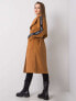 Фото #15 товара Длинное коричневое пальто с поясом и принтом на рукавах Factory Price
