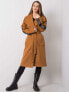 Фото #5 товара Длинное коричневое пальто с поясом и принтом на рукавах Factory Price