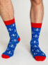 Фото #1 товара Мужские носки высокие синие с принтом Skarpety-WS-SR-5573
