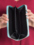 Фото #4 товара Женский кошелек кожаный голубой на молнии с рисунком заводская цена