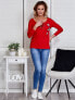 Фото #21 товара Женская блузка с удлиненным рукавом приталенного кроя - красная Factory Price