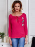 Фото #5 товара Женская блузка с удлиненным рукавом приталенного кроя - красная Factory Price