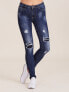Фото #4 товара Женские джинсы скинни со средней посадкой синие рваные Factory Price