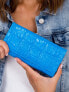 Фото #1 товара Женский кошелек кожаный  голубой с тиснением под  кожу крокодила заводская цена