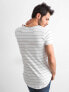 Фото #3 товара Мужская футболка повседневная белая в полоску Factory Price-M019Y03048449