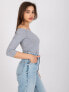Фото #5 товара Женская блузка приталенного кроя с рукавом 3/4 и открытыми плечами серая Factory Price