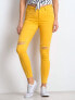 Фото #1 товара Женские джинсы скинни со средней посадкой укороченные рваные желтые  Factory Price