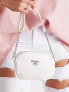 Фото #1 товара Женская сумка Factory Price с ремешком светло-серого цвета,  застежка-молния, карманы внутри, регулируемый ремень с цепочкой, подкладка.