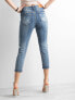 Фото #3 товара Женские джинсы скинни с высокой посадкой укороченные рваные  голубые  Factory Price