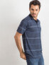 Фото #2 товара Мужская футболка-поло повседневная синяя в полоску Factory Price-288-BZ-1049.56P-niebieski