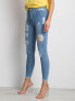 Фото #2 товара Женские джинсы скини со средней посадкой рваные укороченные голубые Factory Price