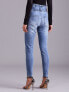 Фото #2 товара Женские джинсы скинни с высокой посадкой укороченные голубые рваные Factory Price