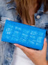 Фото #5 товара Женский кошелек кожаный  голубой с тиснением под  кожу крокодила заводская цена