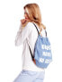 Фото #3 товара Женский джинсовый рюкзак	 Factory Price синий мешок с текстовым принтом