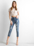 Фото #4 товара Женские джинсы скинни с высокой посадкой укороченные рваные  голубые  Factory Price